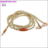 Plus Minus Co Pink Pearl Rhinestone Universal Noise Cancelling Earphones, view 3