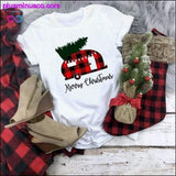 Plus Minus Co Plaid Merry Christmas T-Shirt and Fashion Graphic Cute Tee, view 3