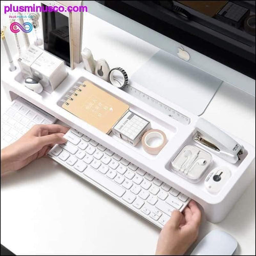 Plus Minus Co Plastic Table Top Storage Shelf, Multi Functional Office