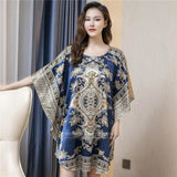 Plus Minus Co Plus Size Nightgown Sleepwear Women's Summer Nightwear Robe Lady Sexy Nightdress Silk Rayon Loose Bathrobe Gown Home Dress, view 2