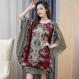 Plus Minus Co Plus Size Nightgown Sleepwear Women's Summer Nightwear Robe Lady Sexy Nightdress Silk Rayon Loose Bathrobe Gown Home Dress, view 3