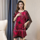 Plus Minus Co Plus Size Nightgown Sleepwear Women's Summer Nightwear Robe Lady Sexy Nightdress Silk Rayon Loose Bathrobe Gown Home Dress, view 5