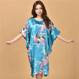 Plus Minus Co Plus Size Nightgown Sleepwear Women's Summer Nightwear Robe Lady Sexy Nightdress Silk Rayon Loose Bathrobe Gown Home Dress, view 6