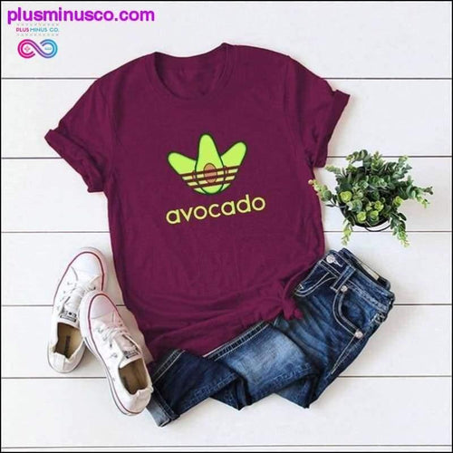 Plus Minus Co Plus Size S-5XL New Avocado Print T Shirt Women Shirts