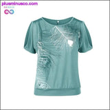 Plus Minus Co Plus Size T-Shirt 2019 Summer Off Shoulder Tops Feather, view 2