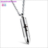 Plus Minus Co Polished 361L Stainless Steel Cross Bullet Locket Pendant, view 2