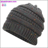 Plus Minus Co Ponytail Beanie Hat Winter Soft Knit Cap Casual Woolen, view 3
