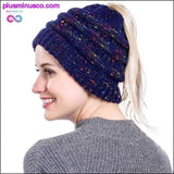 Plus Minus Co Ponytail Beanie Hat Winter Soft Knit Cap Casual Woolen, view 4