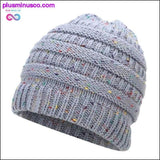 Plus Minus Co Ponytail Beanie Hat Winter Soft Knit Cap Casual Woolen, view 6