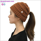 Plus Minus Co Ponytail Beanies Winter Hat For Women Knitted Warm Cap Messy, view 2