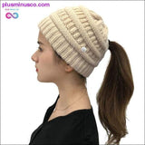 Plus Minus Co Ponytail Beanies Winter Hat For Women Knitted Warm Cap Messy, view 4