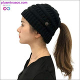 Plus Minus Co Ponytail Beanies Winter Hat For Women Knitted Warm Cap Messy, view 5