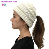 Plus Minus Co Ponytail Beanies Winter Hat For Women Knitted Warm Cap Messy, view 6