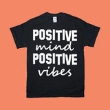 Plus Minus Co Positive Mind Positive Vibes | Black & White Yoga T-Shirt, T-Shirt For Men, T-Shirt For Women, Yoga, Motivational, view 2