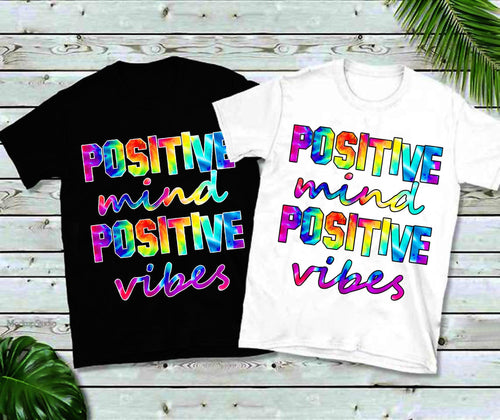 Plus Minus Co Positive Mind Positive Vibes | Dye Print T-Shirts,Yoga T-Shirt, T-Shirt For Men, T-Shirt For Women, Yoga, Motivational