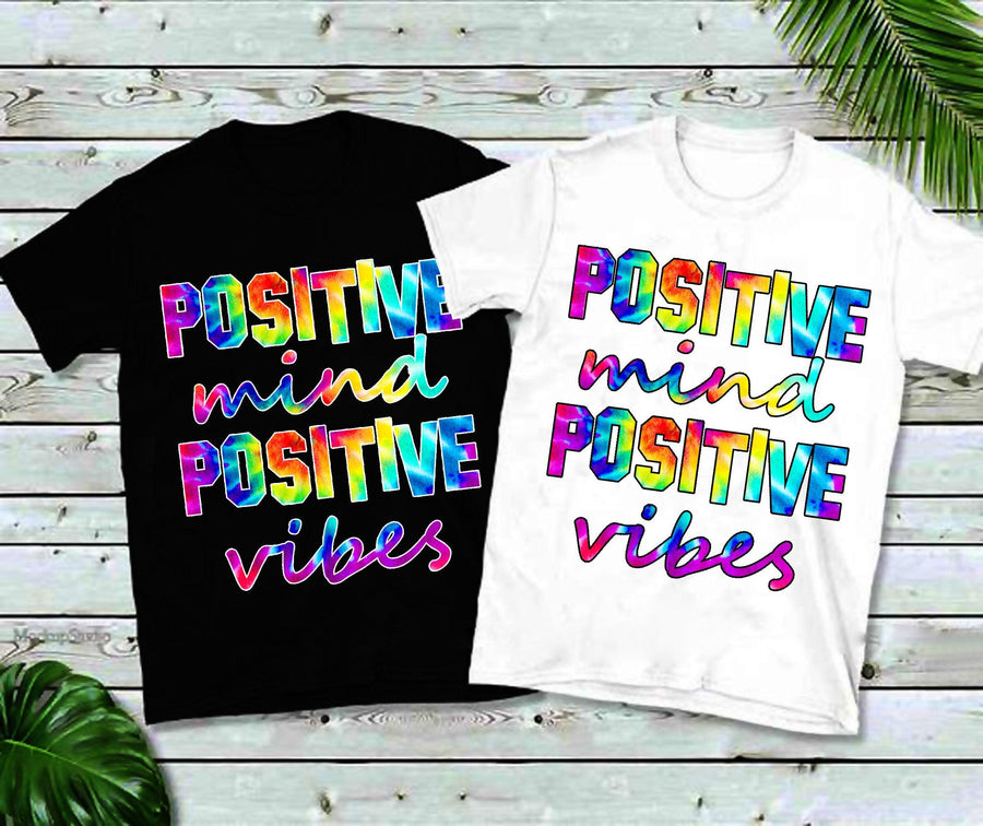 Plus Minus Co Positive Mind Positive Vibes | Dye Print T-Shirts,Yoga T-Shirt, T-Shirt For Men, T-Shirt For Women, Yoga, Motivational