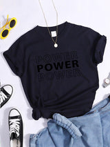 Plus Minus Co Power Print T-Shirts Trend Summer Comfortableclothes Short Sleeve Casual Oversized Tshirts Hip Hop Essential Women Tshirt, view 2