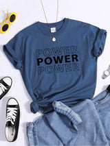 Plus Minus Co Power Print T-Shirts Trend Summer Comfortableclothes Short Sleeve Casual Oversized Tshirts Hip Hop Essential Women Tshirt, view 3