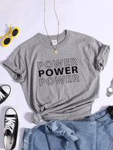 Plus Minus Co Power Print T-Shirts Trend Summer Comfortableclothes Short Sleeve Casual Oversized Tshirts Hip Hop Essential Women Tshirt, view 4