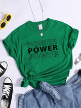Plus Minus Co Power Print T-Shirts Trend Summer Comfortableclothes Short Sleeve Casual Oversized Tshirts Hip Hop Essential Women Tshirt, view 5