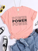 Plus Minus Co Power Print T-Shirts Trend Summer Comfortableclothes Short Sleeve Casual Oversized Tshirts Hip Hop Essential Women Tshirt, view 6