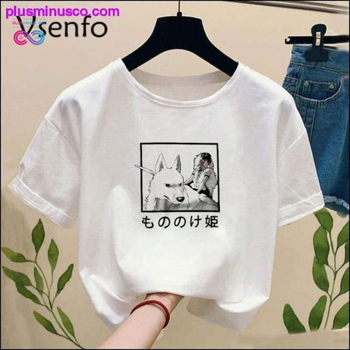 Plus Minus Co Princess Mononoke T-shirt with Print Ghibli Studio Tshirt