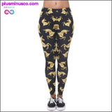 Plus Minus Co Printed Slim Fit Egyptian Cat Symbols Leggings for Women, view 4