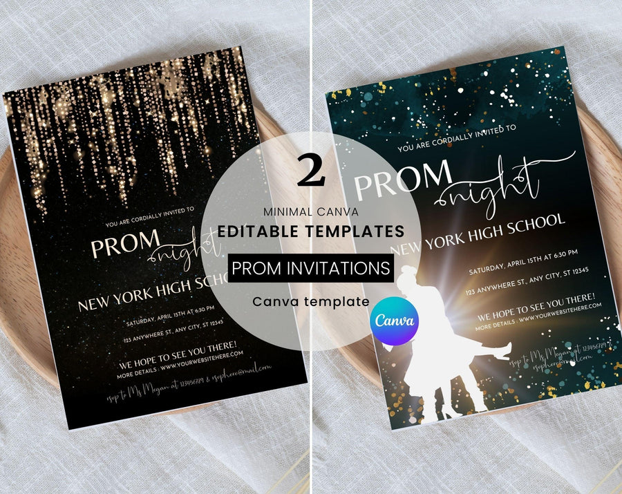 Plus Minus Co Prom night, Prom Party Invitation, Prom Invitation Flyer, Prom Event Flyer digital download, Card Template, digital editable Canva Template