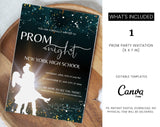 Plus Minus Co Prom night, Prom Party Invitation, Prom Invitation Flyer, Prom Event Flyer digital download, Card Template, digital editable Canva Template, view 3