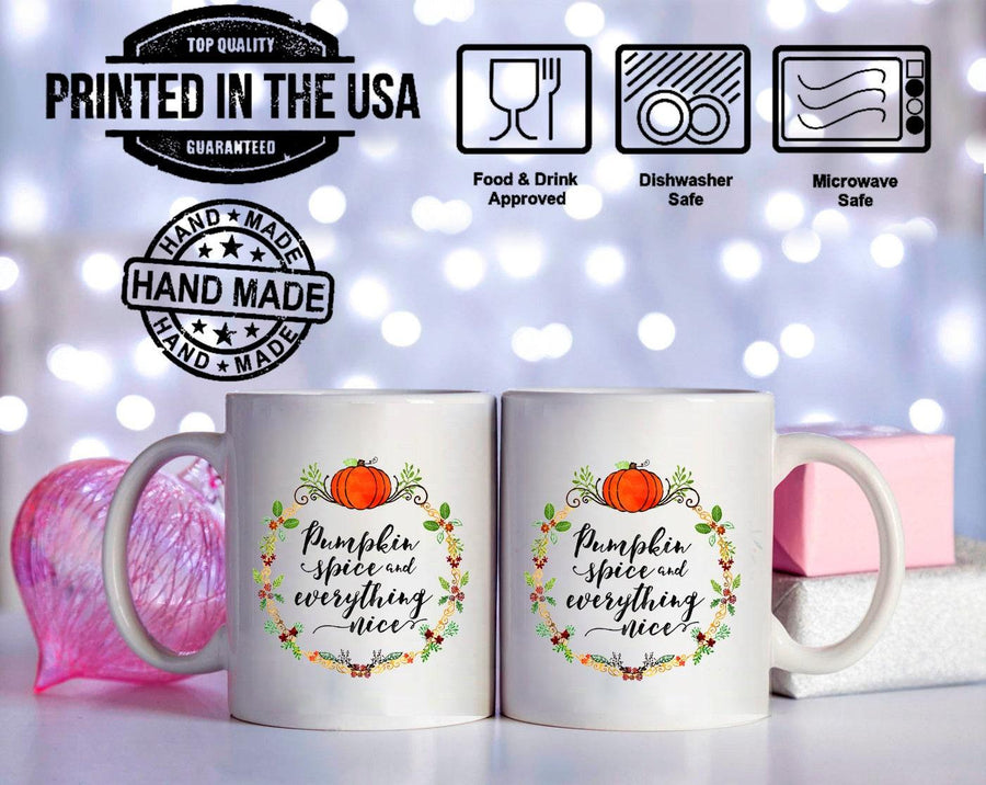 Plus Minus Co Pumpkin Spice And Everything Nice Mugs Thankful Mug,Turkey Mug,Grateful Gift, Thanksgiving Dinner,
