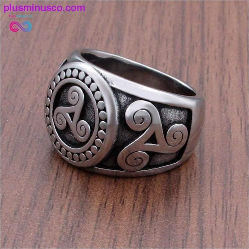 Plus Minus Co Punk Vegvisir Viking Stainless Steel Rings Futhark Runes