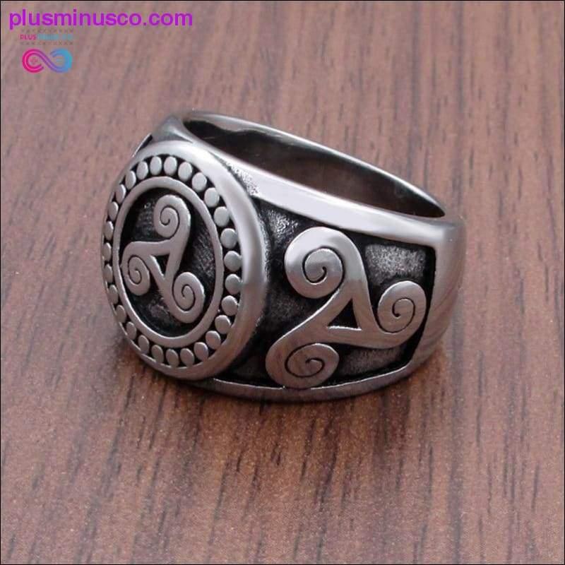 Plus Minus Co Punk Vegvisir Viking Stainless Steel Rings Futhark Runes