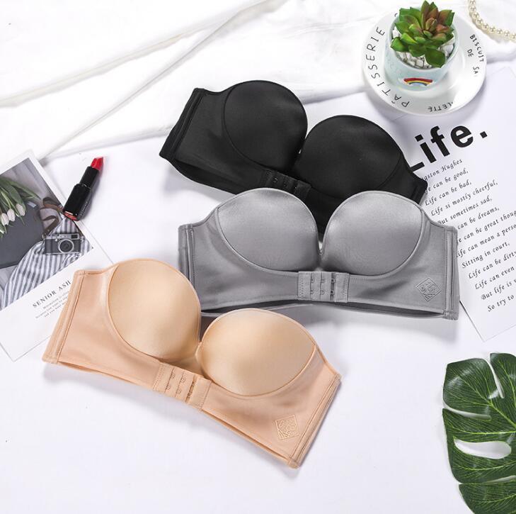Plus Minus Co Push Up Bra Padded Party Wedding Bras Invisible Bra Strapless Bralette Cup