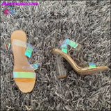 Plus Minus Co PVC Women Sandals Summer Open Toed High Heels Women, view 3