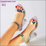 Plus Minus Co PVC Women Sandals Summer Open Toed High Heels Women, view 4