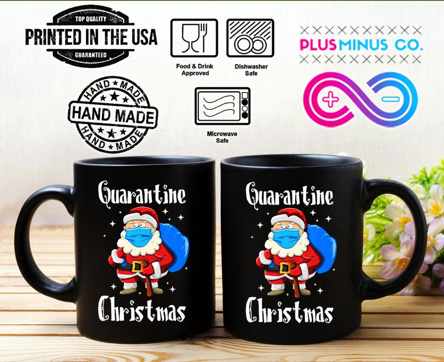 Plus Minus Co Quarantine Christmas Black Mugs