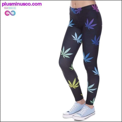 Plus Minus Co Rainbow Marijuana Leaf Leggings