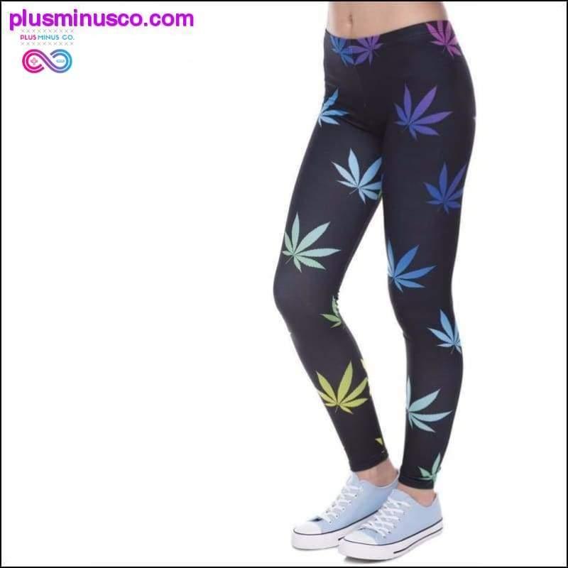 Plus Minus Co Rainbow Marijuana Leaf Leggings