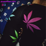 Plus Minus Co Rainbow Marijuana Leaf Leggings, view 3