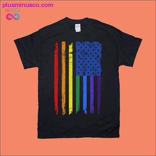 Plus Minus Co Rainbow pride month | American flag T-Shirts