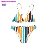 Plus Minus Co Rainbow Striped Print Swimwear Bikini Swimwear Bandage, view 2