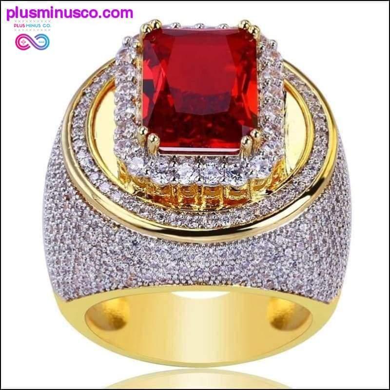 Plus Minus Co Red Rhinestone Cubic Zircon Hiphop Fashion Ring