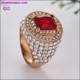 Plus Minus Co Red Rhinestone Cubic Zircon Hiphop Fashion Ring, view 2