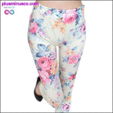 Plus Minus Co Red Roses Print Seamless Slim Leggings, view 5