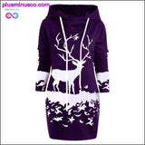 Plus Minus Co Reindeer Hooded Drawstring Mini Dress at PlusMinusCo.com, view 2