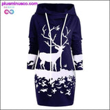 Plus Minus Co Reindeer Hooded Drawstring Mini Dress at PlusMinusCo.com, view 3