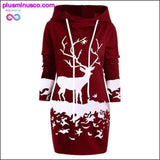 Plus Minus Co Reindeer Hooded Drawstring Mini Dress at PlusMinusCo.com, view 4