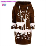 Plus Minus Co Reindeer Hooded Drawstring Mini Dress at PlusMinusCo.com, view 5