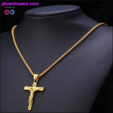 Plus Minus Co Religious Jesus Cross Necklace for Men 2019 New Fashion Gold, view 2