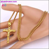Plus Minus Co Religious Jesus Cross Necklace for Men 2019 New Fashion Gold, view 5